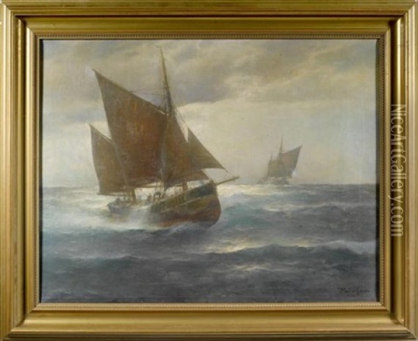 Deux Voiliers Oil Painting - Franz Mueller-Gossen