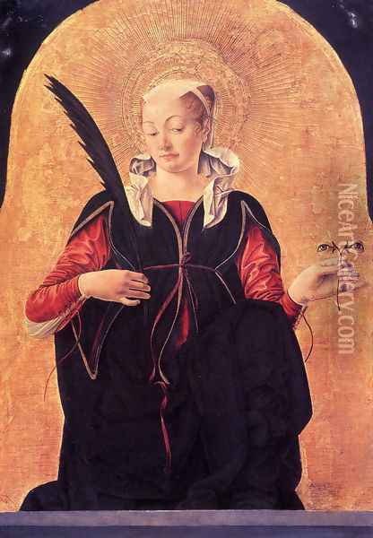 St Lucy (Griffoni Polyptych) 1473 Oil Painting - Francesco Del Cossa