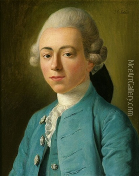 Bildnis Eines Jungen Adeligen In Blauem Frack Oil Painting - Jean Etienne Liotard