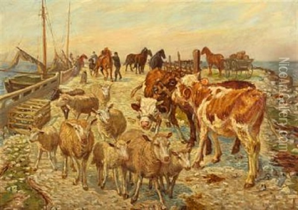 Udskibning Pa Brakkebroen, Saltholm Oil Painting - Theodor Philipsen