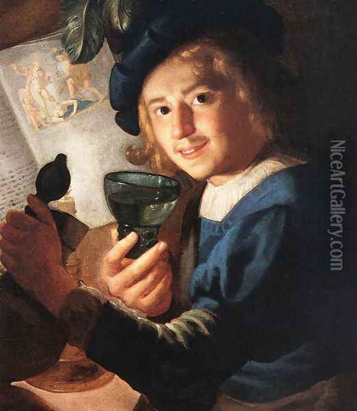 Young Drinker Oil Painting - Gerrit Van Honthorst