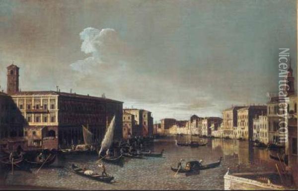 Veduta Del Canal Grande Dal Ponte Di Rialto Verso Le Oil Painting - Bernardo Canal
