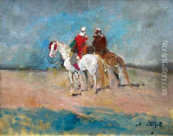 Cavaliers Arabes Oil Painting - Alexandre Bigot