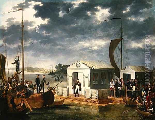 Treaty of Tilsitz, 1807 Oil Painting - Adolphe Roehn