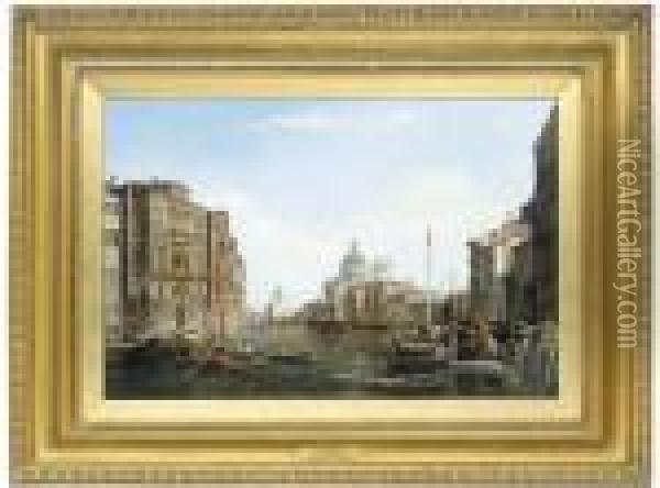 The Grand Canal With Santa Maria Della Salute, Venice Oil Painting - Alfred Pollentine