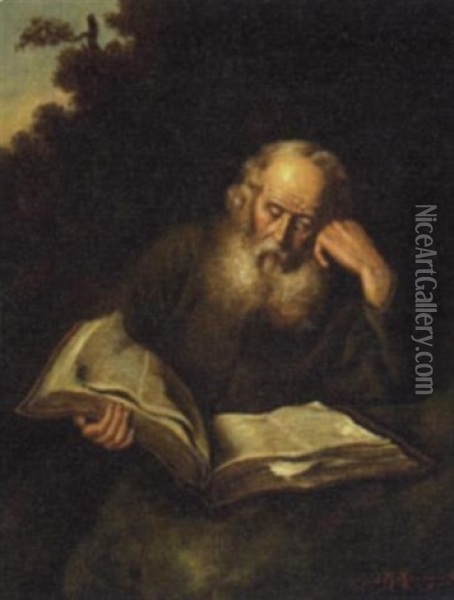 Old Man Reading A Book Oil Painting - Joseph Malachy Kavanagh