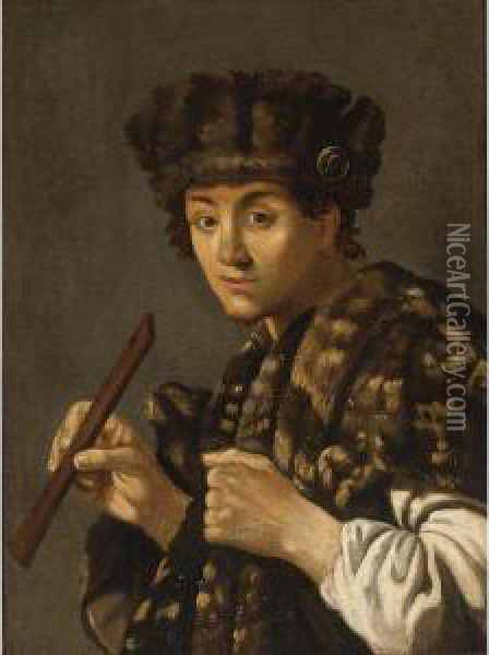 A Shepherd With A Flute Oil Painting - Hendrick Terbrugghen