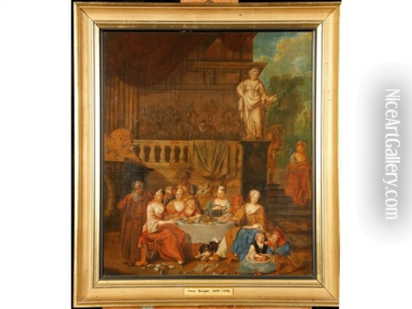 A Classical Scene Of Figures Dining Oil Painting - Frans Breydel