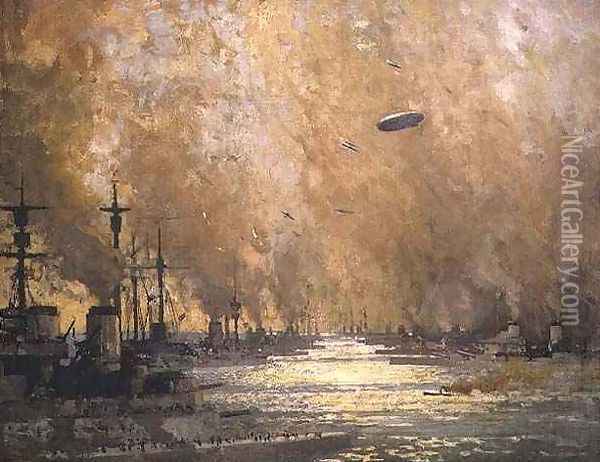 The German Fleet after Surrender, Firth of Forth, November 1918 Oil Painting - James Paterson