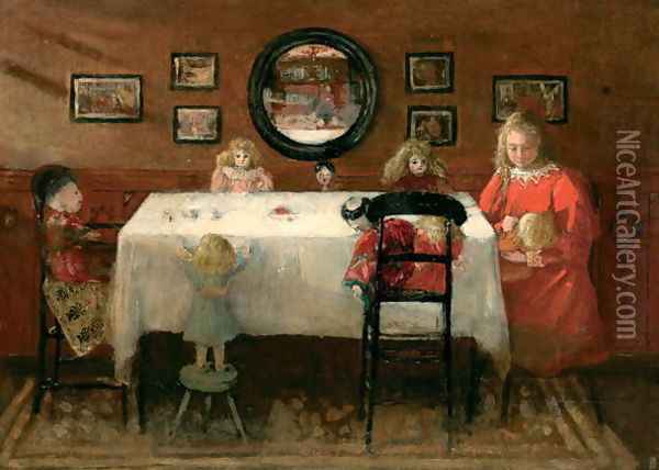 The Dolls Tea Party Oil Painting - Edytha Margaret Goodwin