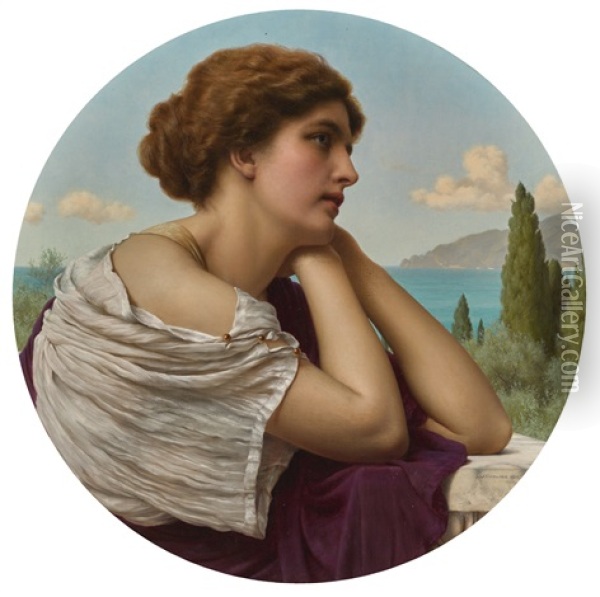 Heart On Her Lips And Soul Within Her Eyes Oil Painting - John William Godward