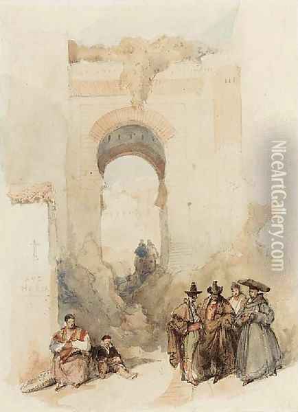 The Entrance of the Albaycin, Granada Oil Painting - David Roberts
