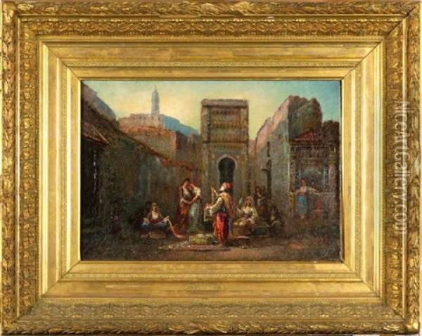 Scene De Marche Oriental Oil Painting - Frederic Borgella