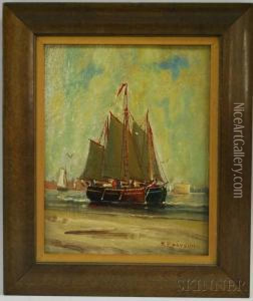 Dutch Fishing Ketches Oil Painting - Robert Pearson