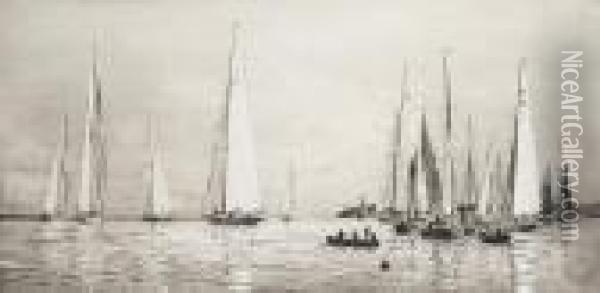 Yachting At Cowes Oil Painting - William Lionel Wyllie