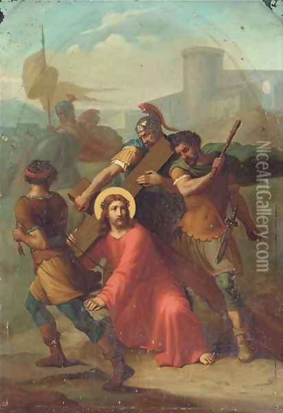 Christ on the road to Golgotha Oil Painting - English School
