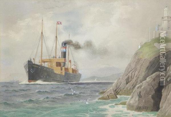The 'crossgar' Passing Fanad Lighthouse Oil Painting - Joseph Carey Carey