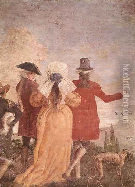 The Promenade 1791 Oil Painting - Giovanni Domenico Tiepolo