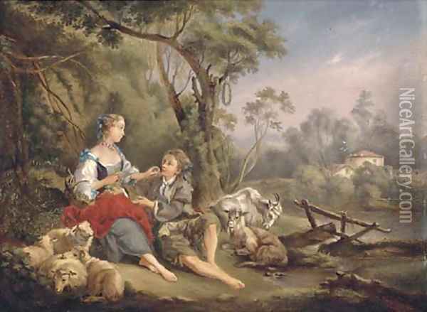 The amorous shepherd Oil Painting - Nicolas Lancret