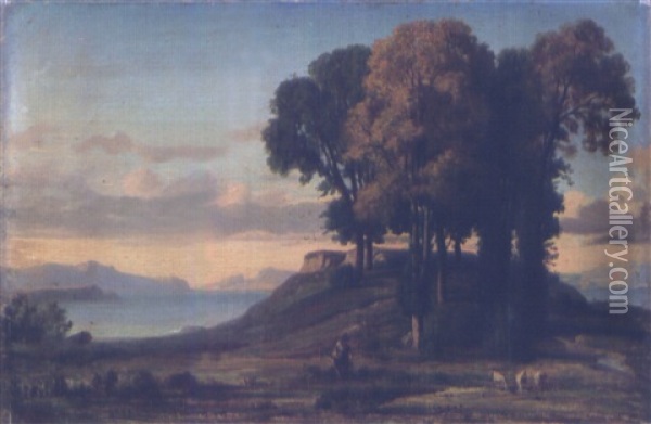 Paysans Dans La Baie De Naples Oil Painting - Nicolas Louis Cabat
