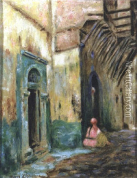 Porte Verte (femme Rose), Alger Oil Painting - Henry d' Estienne