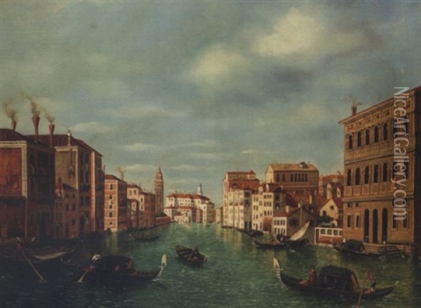 The Grand Canal, Venice, Looking North-west From The Palazzo Corner To The Palazzo Contarini Degli Scrigni Oil Painting - William James