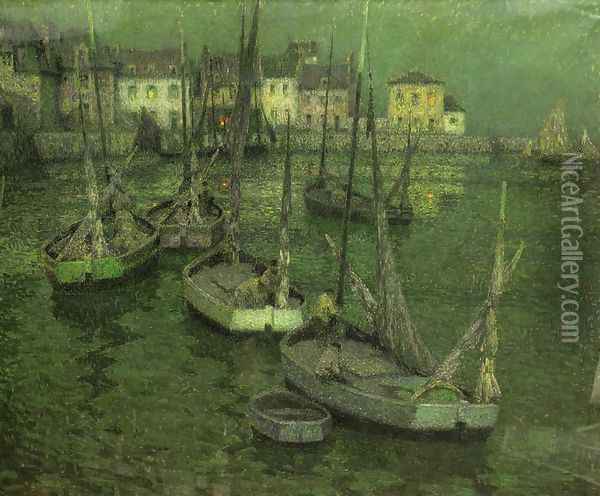 Fishing Boats Oil Painting - Henri Eugene Augustin Le Sidaner