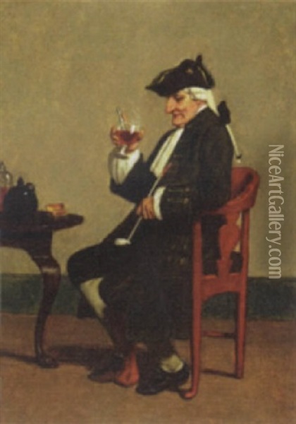 A Fine Wine Oil Painting - John Dawson Watson