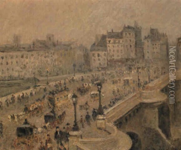 Pont Neuf - Brouillard Oil Painting - Camille Pissarro