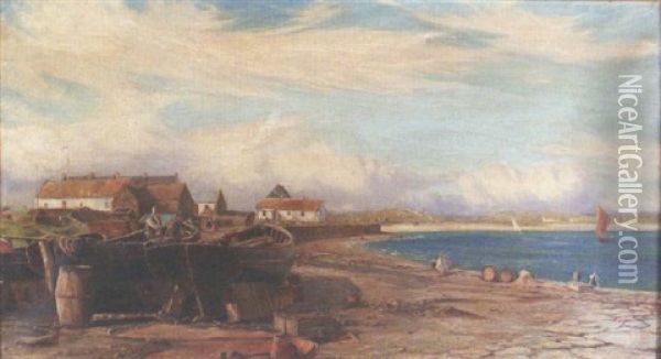 Coastal Cottages, West Of Ireland Oil Painting - Harry Branston Freer