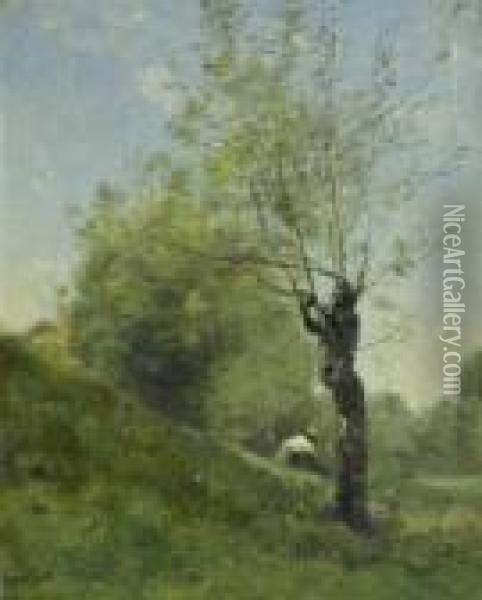 Planque, Pres Douai. Oil Painting - Jean-Baptiste-Camille Corot
