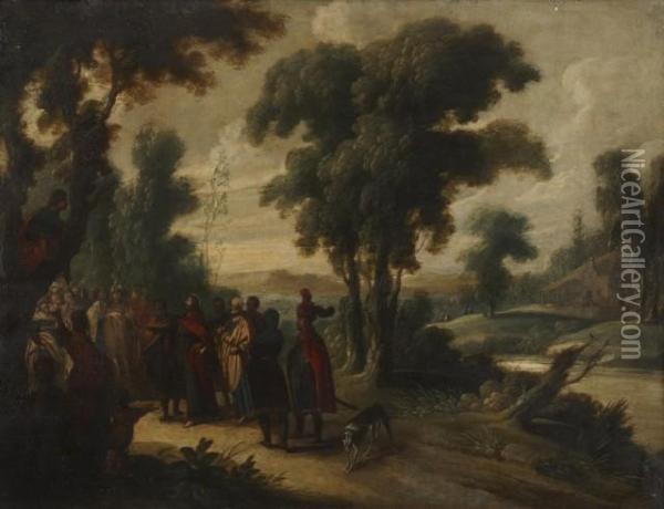 Zachee Juche Sur Un Sycomore Regarde Passer Le Christ Oil Painting - Hans III Jordaens