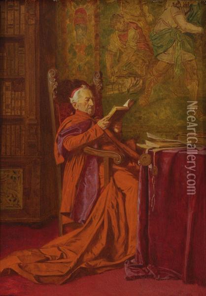 Lesender Kardinal Oil Painting - Wilhelm Lowith