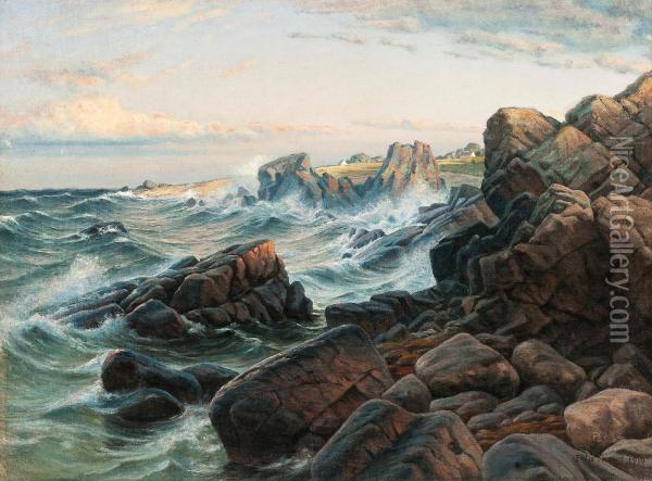 Rocks On The Shore Oil Painting - Felix Frang Pahlama
