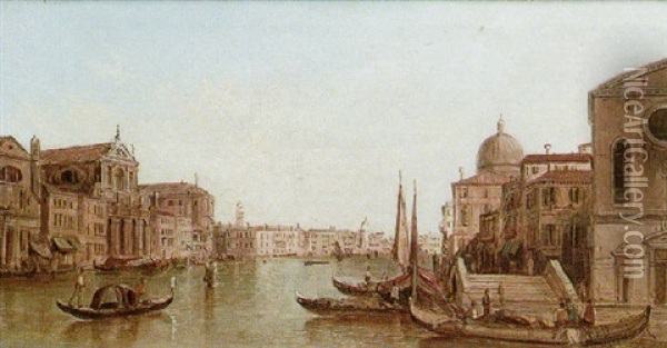 The Grand Canal With The Dogana And Santa Maria Della Salute Oil Painting - Alfred Pollentine