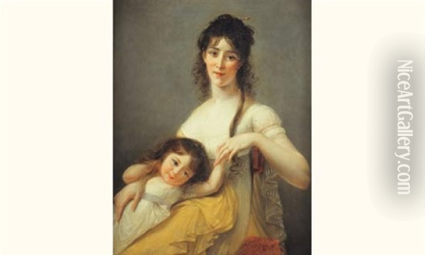Portrait De Madame Auguste Durand Et De Sa Fille Heloise Oil Painting - Antoine Jean (Baron Gros) Gros