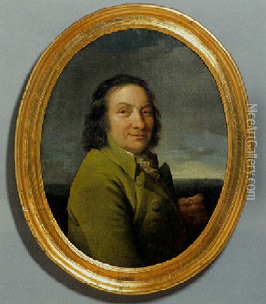 Forfatteren Torkel Baden I Gron Frakke Oil Painting - Christian August Lorentzen