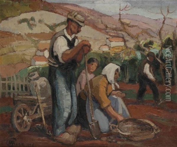 La Recolte Des Pommes De Terre Oil Painting - Marcel Bach
