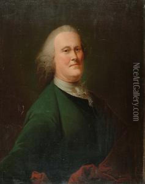 Portrait Of A Gentleman, Bust-length In A Green Coat Oil Painting - Mason Chamberlin