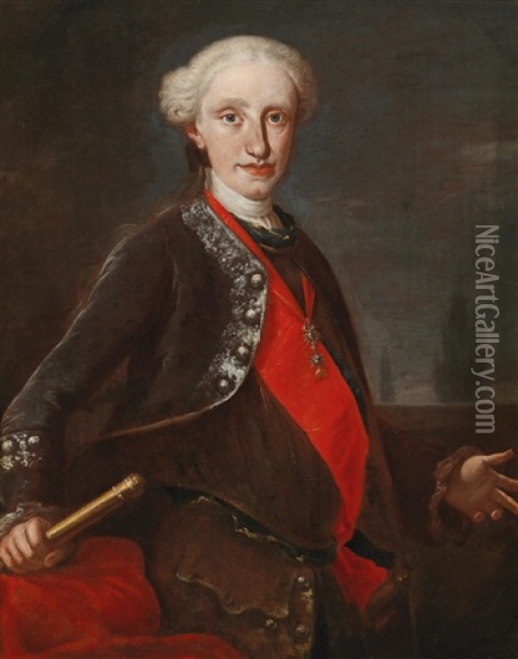 Portrait Of The Young King Ferdinand Iv Of Naples With The Order Of The Golden Fleece Oil Painting - Giuseppe Bonito