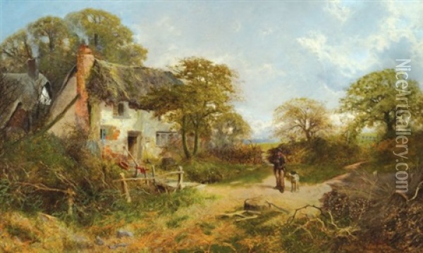 Country Cottage Oil Painting - John Clayton Adams