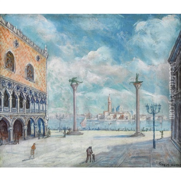 Die Piazzetta Di San Marco In Venedig Oil Painting - Giovanni Giani