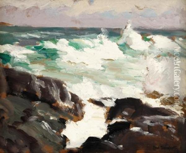 Breakers On The Rocks Oil Painting - Paul Dougherty