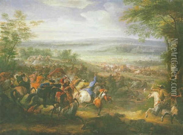 La Charge De Cavalerie Oil Painting - Adam Frans van der Meulen