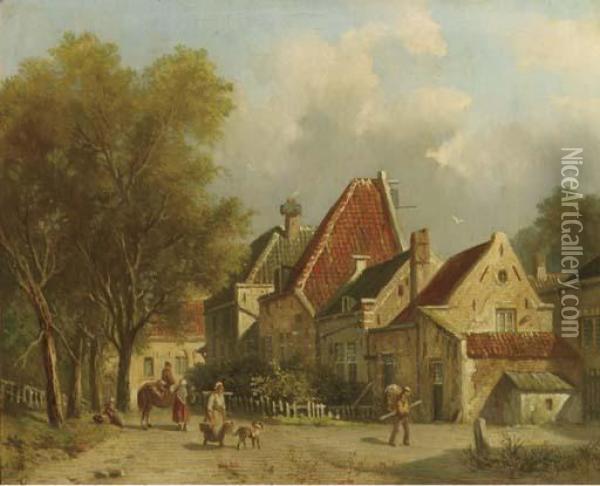 Village Life Oil Painting - Adrianus Eversen
