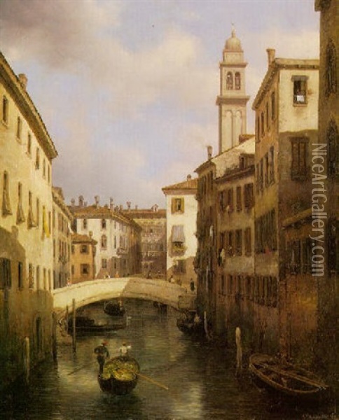 Veduta Del Rio Di Ognissanti A San Trovaso Oil Painting - Giuseppe Canella I