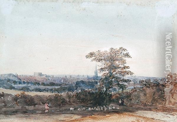 View Of Norwich From Mousehold Heath Oil Painting - Thomas Lound