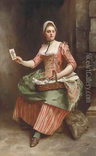 The card seller Oil Painting - Gustave Jean Jacquet