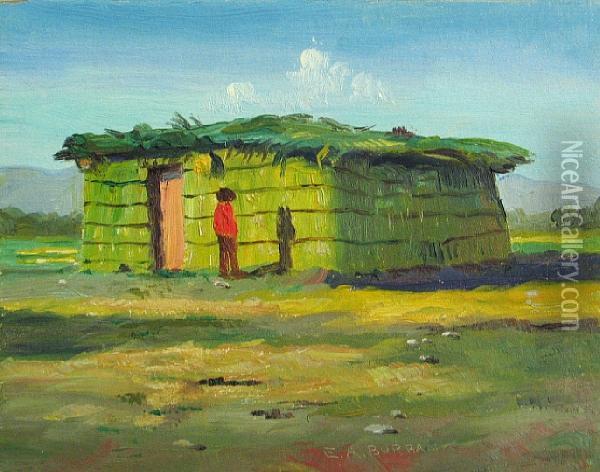 Pima Indian Home, Sacaton, Arizona Oil Painting - Elbridge Ayer Burbank