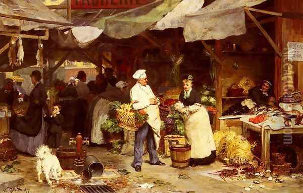 Le Marche De Maubeuge (The Maubeuge Market) Oil Painting - Victor-Gabriel Gilbert